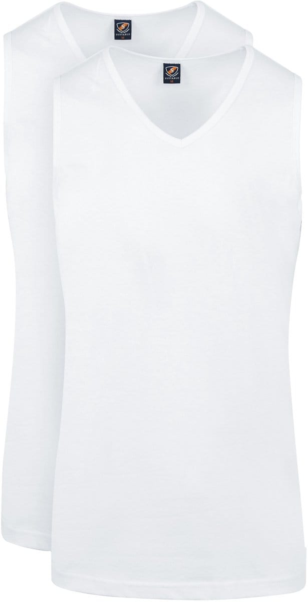 Suitable Viless T-Shirt Mouwloos Wit 2-Pack - Maat XL - Heren - Basic T-shirt - Ondershirt - Singlet - Tanktop hemdje