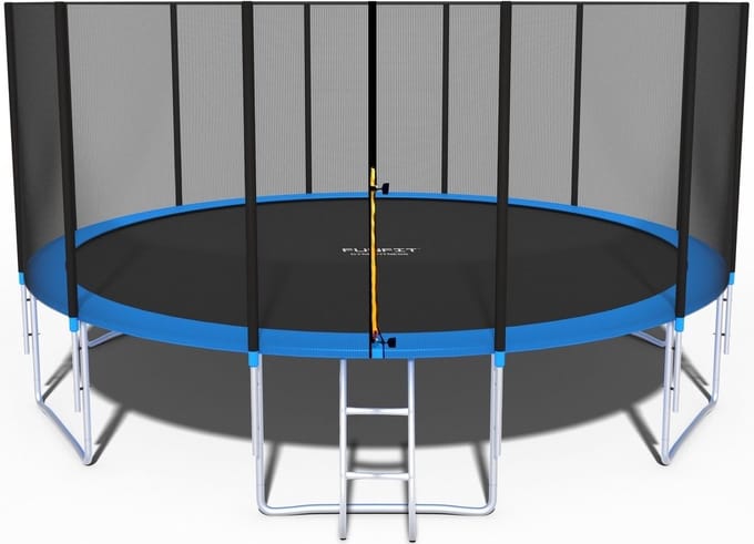 Trampoline 490 cm - met net en ladder - blauw - tot 150 kg