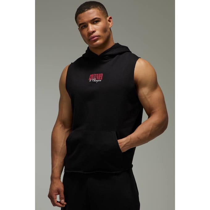 Heren Actieve Mouwloze Boxing Hoodie | Black | Size Medium