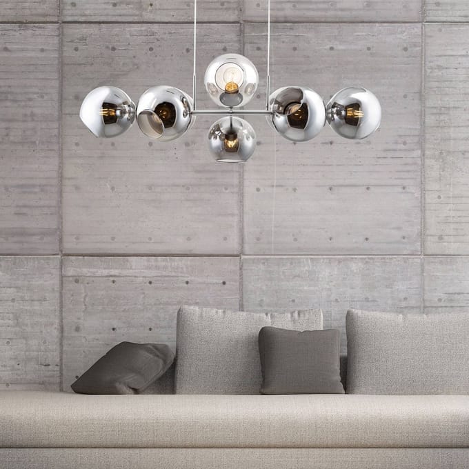 Nowa Hanglamp Pilar, 8-lamps, rookgrijs