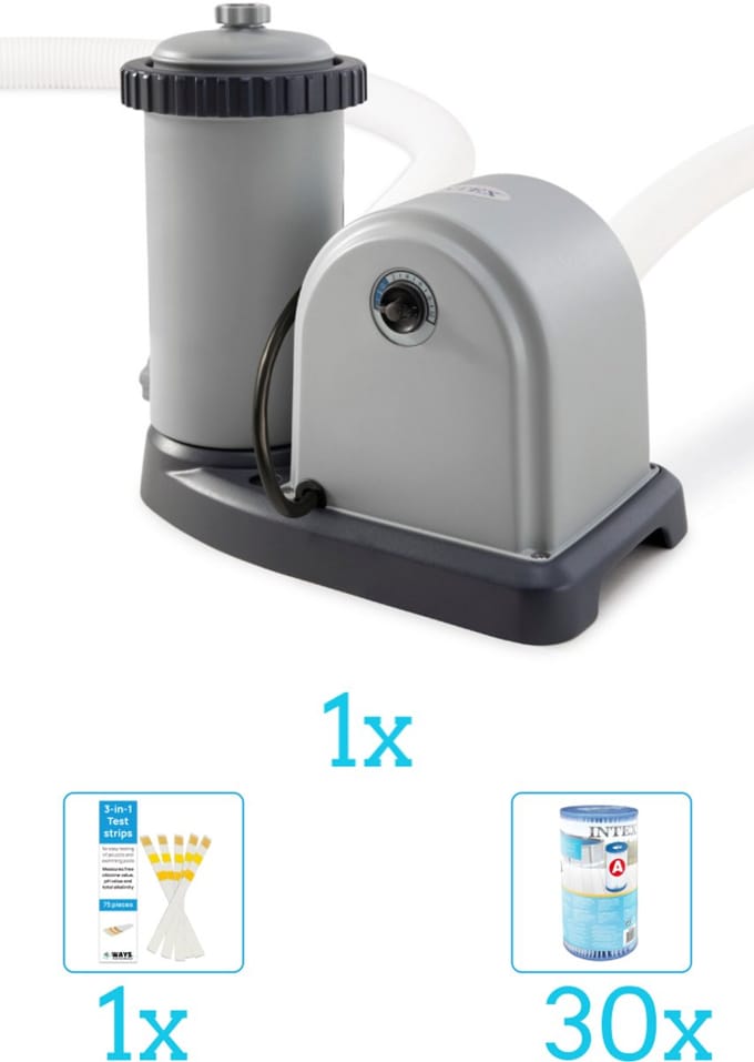 Intex 28636GS Filterpomp - 5.678 liter per uur inclusief Filter (30 stuks) en Testrips
