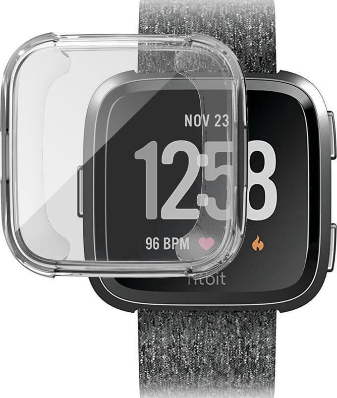 KELERINO. Full cover hoesje geschikt voor Fitbit Versa (Lite) - Siliconen - Transparant