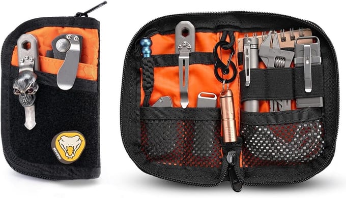 Compacte EDC Tool Bag met 7 Compartimenten, Multifunctionele Organizer voor Gereedschap, Duurzaam Nylon en Ideaal voor Mannen
