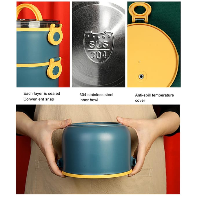 Boîte à bento portable de grande capacité, conteneur à déjeuner étanche pour l'école et le bureau gray