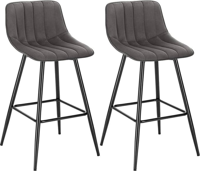 Barkrukken - Donkergrijs - Velvet - Industrial stijl - Set van 2