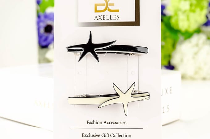 Haarspeld Ster, haaraccessoire in Eco-componenten (2-set, gebroken wit)