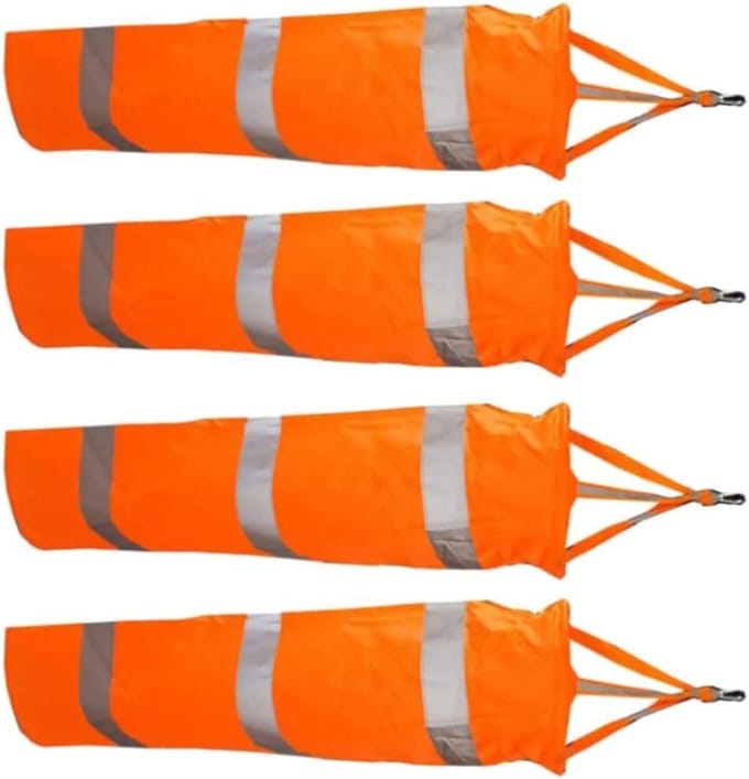 Windzakken Set - Windrichting meter - Wind Testen - Reflecterend Nacht - 60 cm 4 Stuks - Oranje