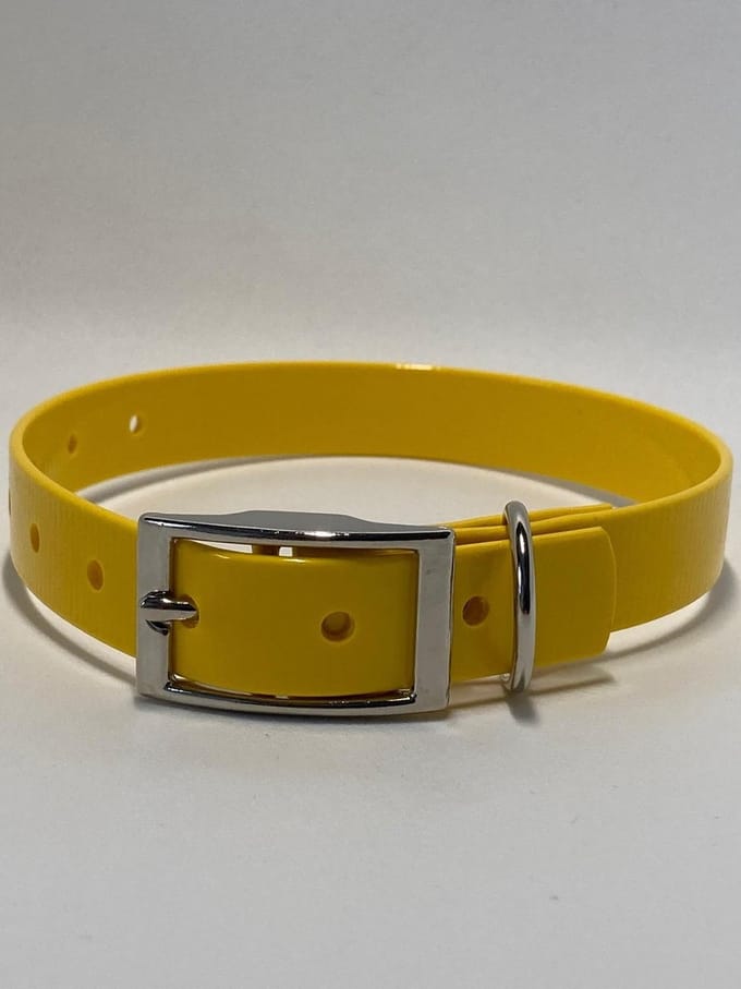Halsband BioThane GOLD - GEEL - 450mmX19mm - dubbele gesp
