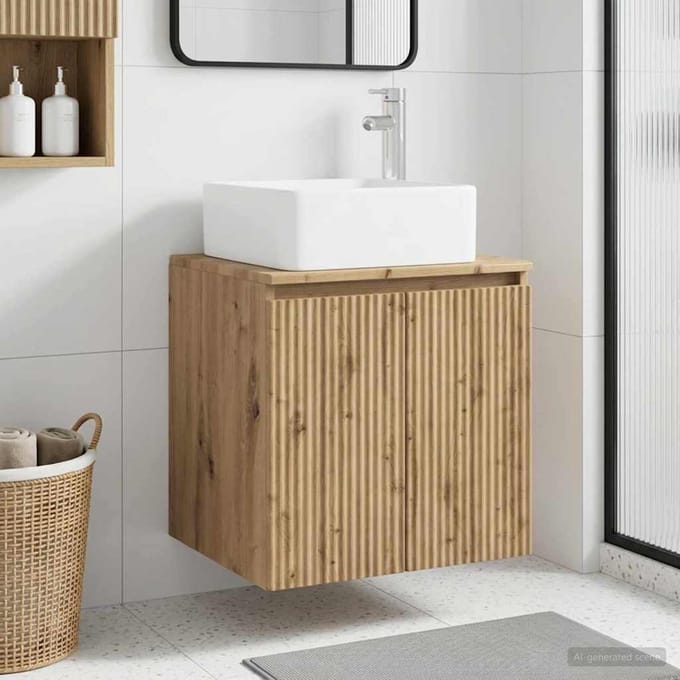 vidaXL - Wandgemonteerde - wastafel - van - een - meubel - Artisanaal - eiken