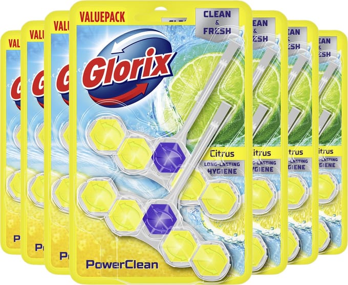 Glorix Toiletblok Citroen - Frisse Geur - Set van 7 Duo Packs - 28 stuks