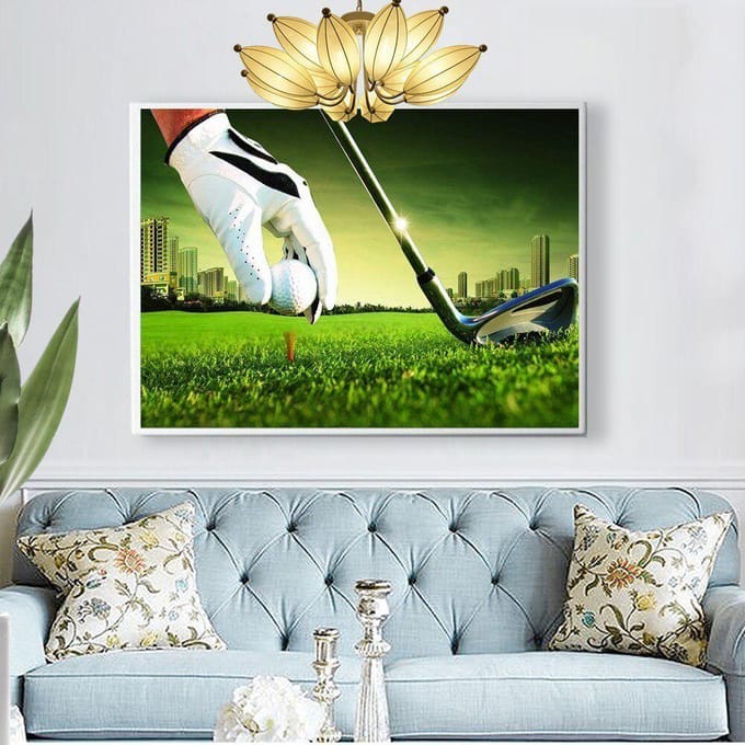 5D Diamantschilderij Volledige Weergave Landschap Golf Diamantborduurwerk Vol Rond Kruissteek 20X30CM beige