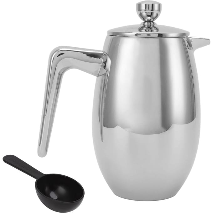 Cafetière à piston Acier inoxydable 304 Double paroi Bec en U Théière à infusion manuelle pour la maison 350ml white