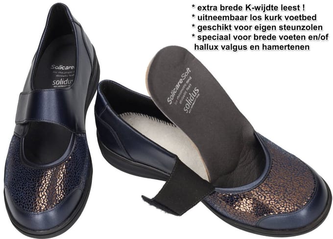 Solidus -Dames - blauw donker - ballerina's & mocassins - maat 38