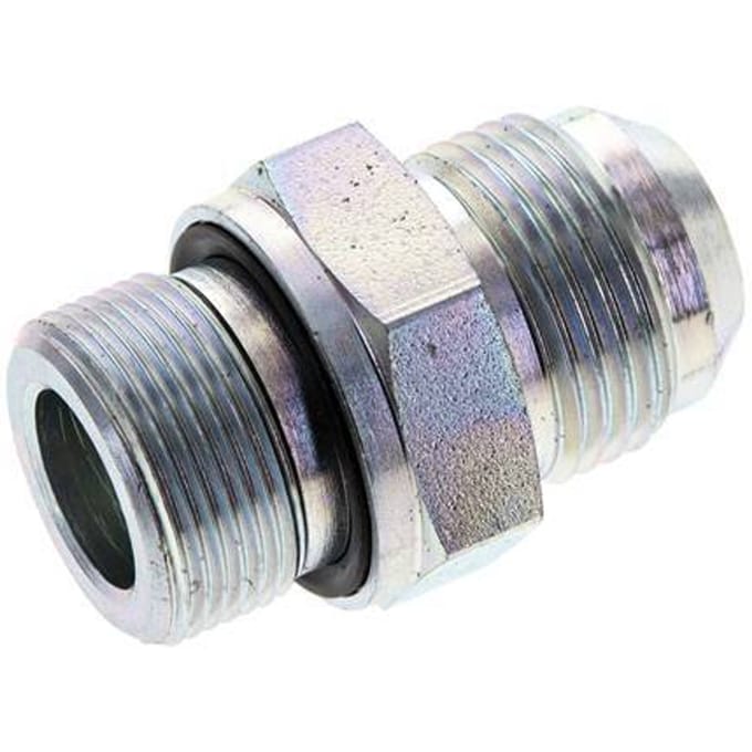 JIC  Dubbele Nippel M26 X 1.5 X UN 1-1/16''-12 Staal NBR 210bar