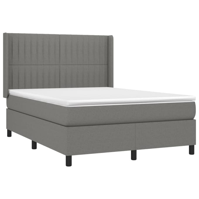 vidaXL - Boxspring - met - matras - stof - donkergrijs - 140x190 - cm