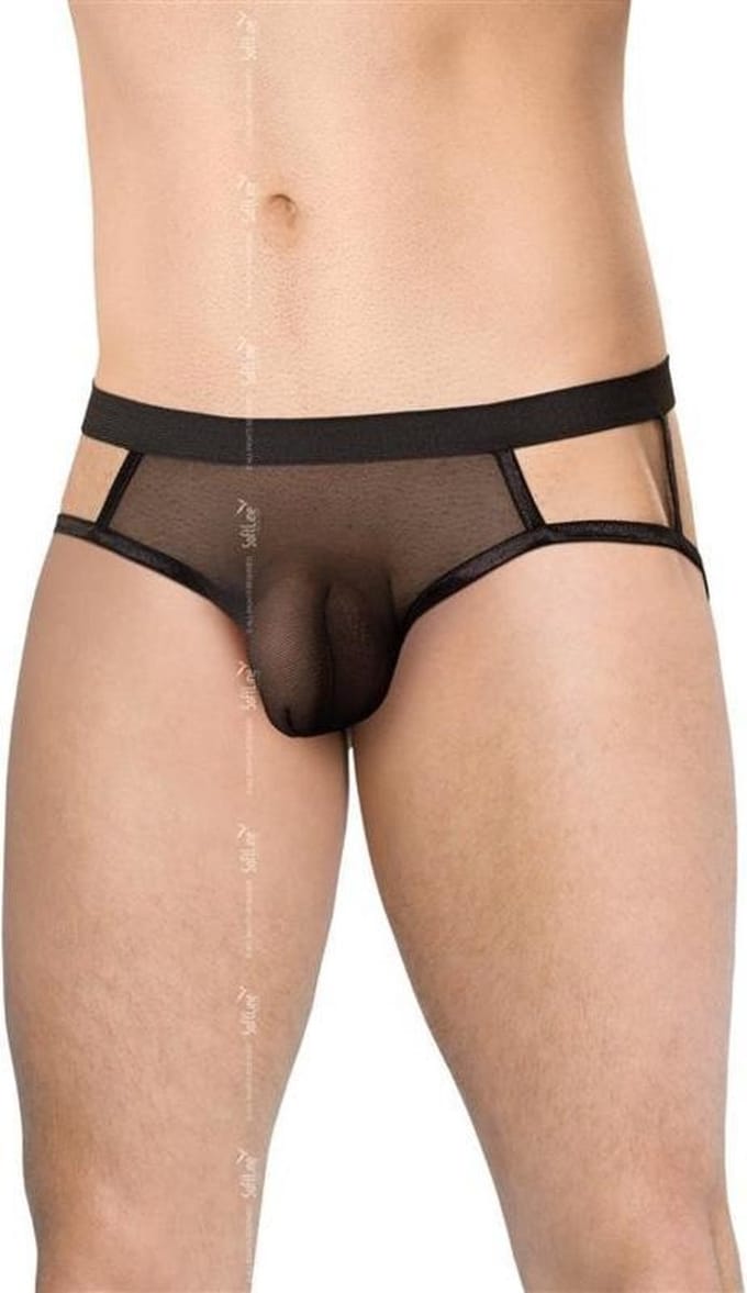 Sexy doorzichtige jockstrap met visnet zwart S t/m L