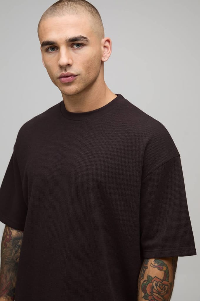 Oversized Waffle T-Shirt | Chocolate | Size Medium