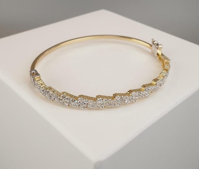 Geel gouden zirkonia schakelarmband