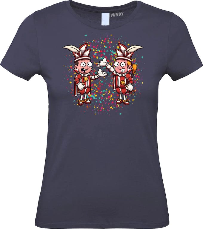 Dames T-shirt Carnavals Paar | Carnaval | Carnavalskleding Dames Heren | Navy | maat S