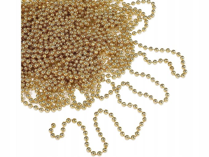 Kerstslinger - Kerstboom - ketting - 2 x - Goudkleur - kralen - guirlande - spoel