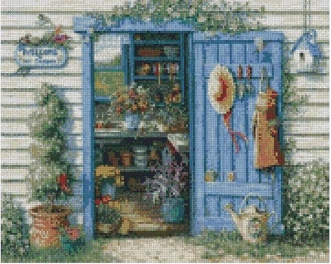 Diamond painting 40x50cm - schuurdeur - ronde steentjes