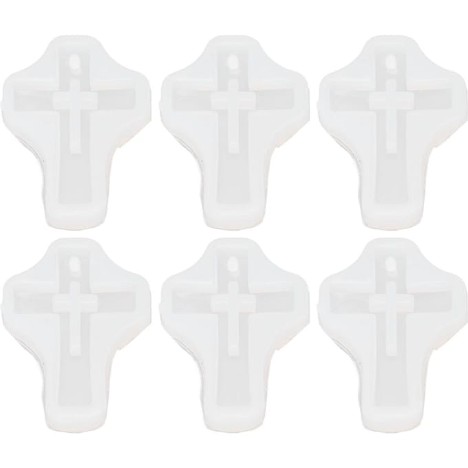 Lot de 10 moules en silicone en forme de croix, haute élasticité, démoulage facile, multifonctions, pour pendentifs white