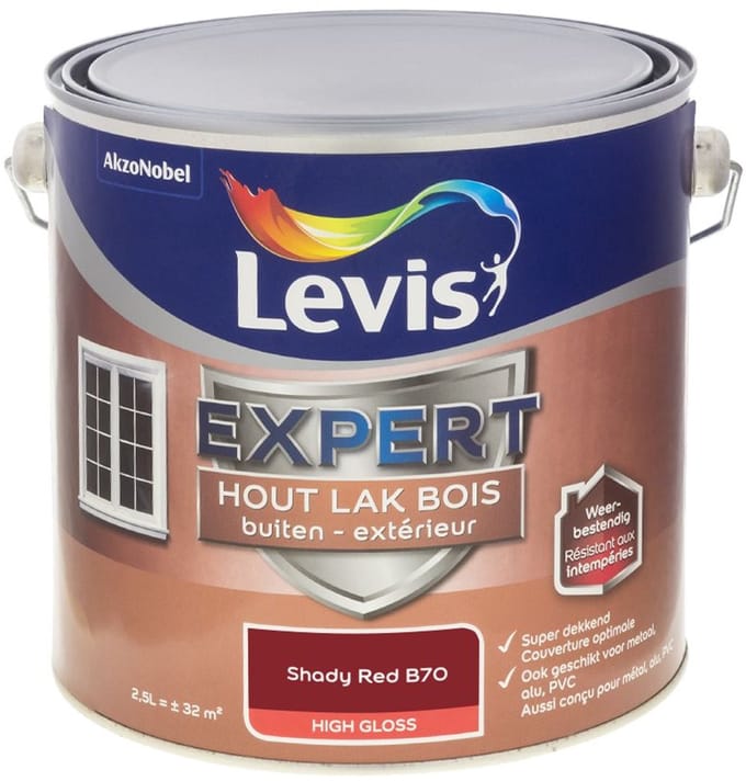 Levis - Expert Hout Lak Buiten High Gloss Mix - Shady Red B70 - Mengverf - 2,5 L