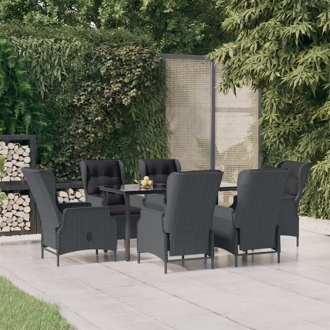 vidaXL - 7-delige - Tuinset - poly - rattan - donkergrijs