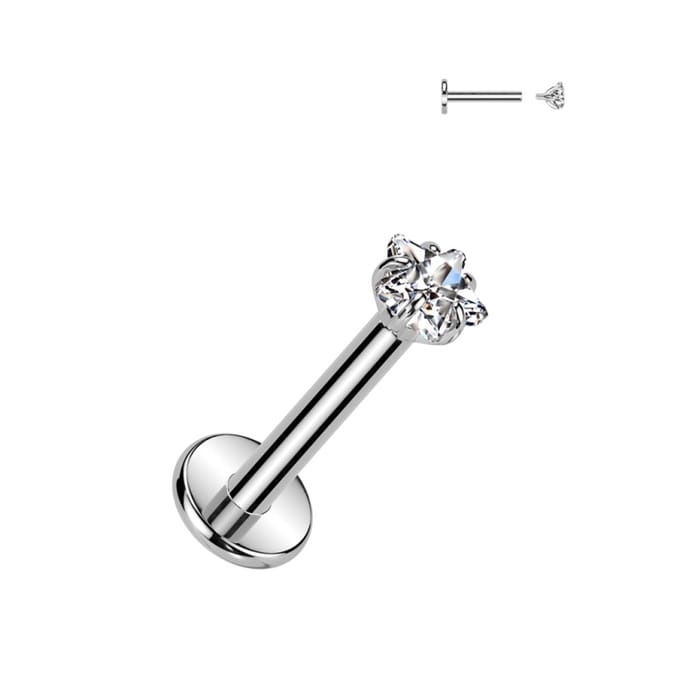Piercing titanium ster top intern schroefdraad 1.2x8x3 - zilver - LMPiercings