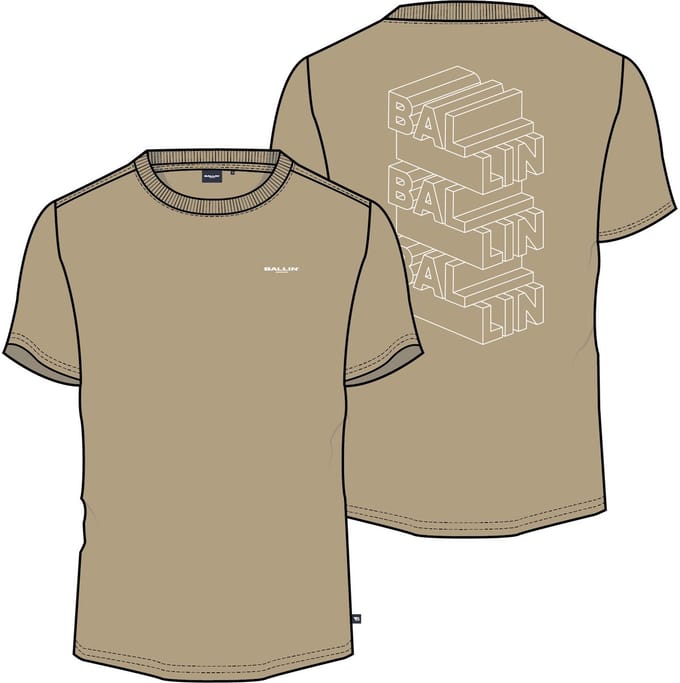 Ballin Amsterdam - Jongens Regular fit T-shirts Crewneck SS - Sand - Maat 8