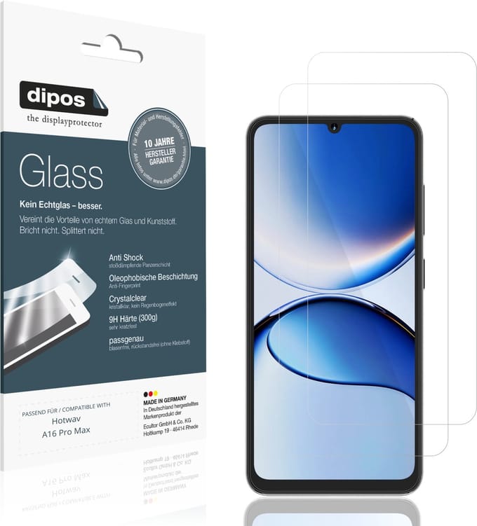 dipos – 2x Pantserfolie geschikt voor Hotwav A16 Pro Max | 9H Screenprotector