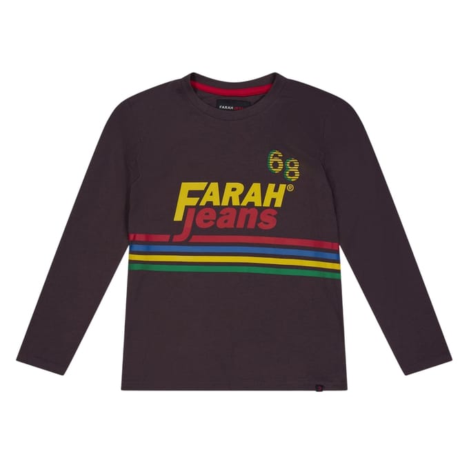 Farah Kinder/Kinder-T-shirt met lange mouwen en logo (Rood)