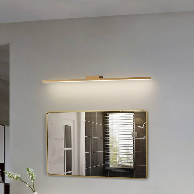 Lucande LED spiegellamp Kivana, koper, metaal, 90 cm, IP44