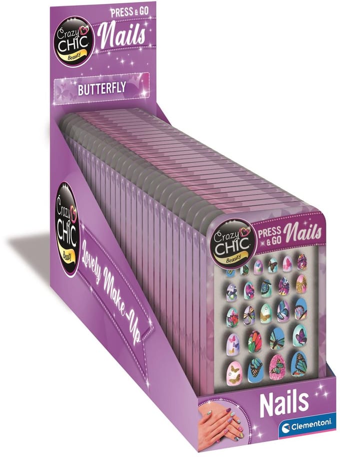 Clementoni - Cazy Chic - Press & Go Nails - Kunstnagels - Butterfly - vanaf 6 jaar