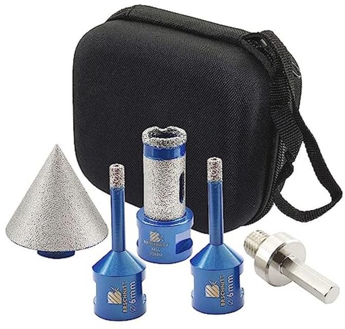Diamantboorset voor Tegels en Steen - 6/6 mm en 20 mm Vingerfrees met Adapter
