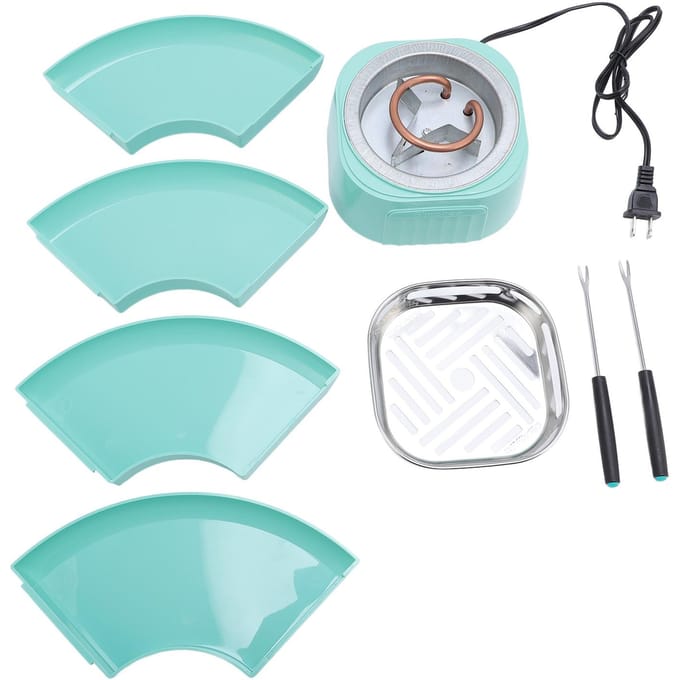 Elektrische Smores Maker voor Binnen met 4 Afneembare Bakjes Regelbare Temperatuur Tafelmodel Chocolade blue