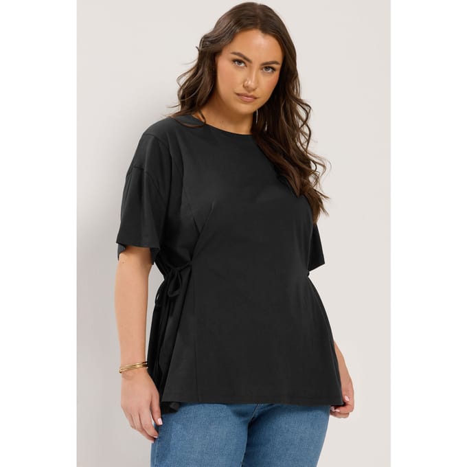 Yours Zwart Tshirt Met Strik Aan De Zijkant Size 42