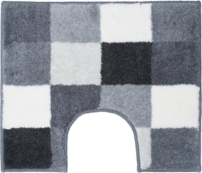 Casilin Blocks WC-mat - 60 x 50 cm - Met uitsparing - Antislip - Grijs