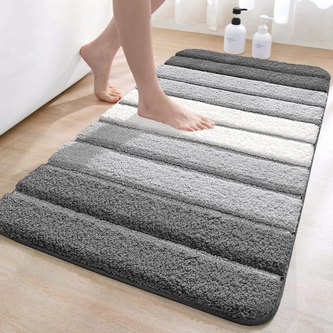 Badmat Anti Slip - Douchemat - Badmatten -grijs en wit