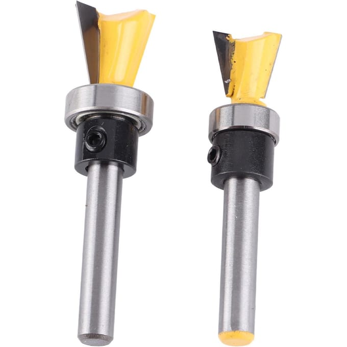 2-delige set zwaluwstaartfrees met lager voor houtbewerking, inclusief schacht van 1/4 inch.