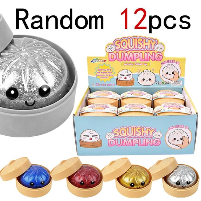 Glitter Dumpling Glitter Dumpling Squishy met Doosje Dumplings Sensorisch Knijpspeelgoed voor Stressverlichting groothandel