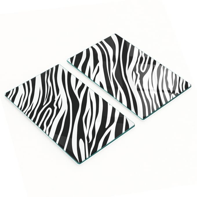 Multifunctionele decoratieve keukenplanken van gehard glas met zebraprint, 2x30x52 cm