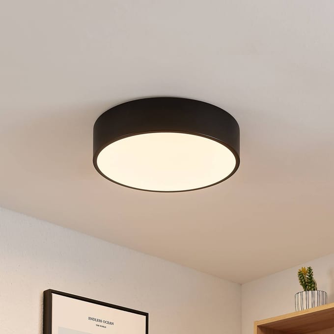 Lindby LED plafondlamp Simera, Ø 30 cm, zwart, wit
