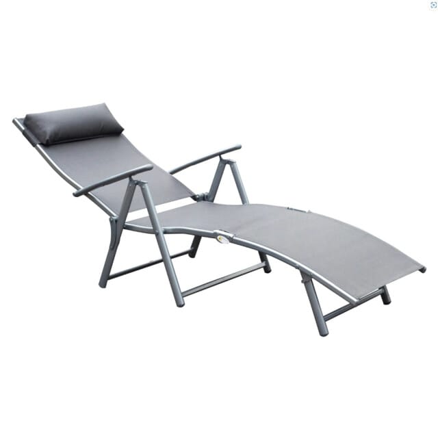 4goodz Comfortabele Zonnebed 7-standen - Textileen ligstoel - Grijs