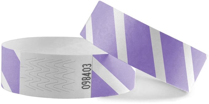 CombiCraft Gestreepte Blanco Tyvek Polsbandjes Lila - 100 stuks