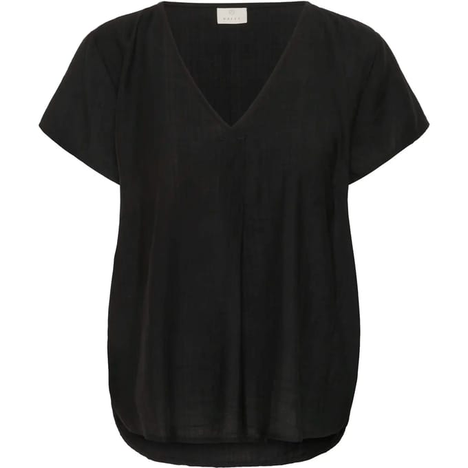 Blouse met korte mouwen Regular fit Black