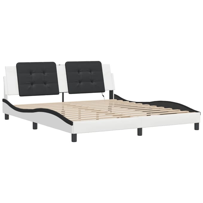 vidaXL - Bedframe - met - LED - zonder - matras - "Zadar" - wit - en - zwart - 180x200 - cm