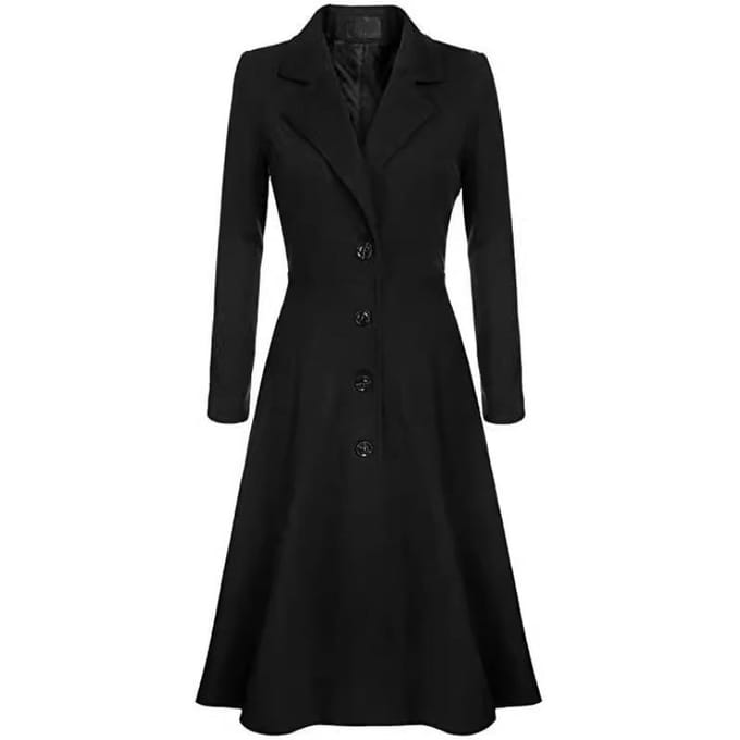 Herfst en Winter Wollen Jas Dames Medium en Lang Enkelrijig Ceintuur Wollen Jas Slanke Trenchcoat Dames S black
