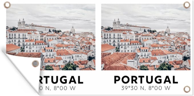 Schuttingposter Portugal - Lissabon - Uitzicht - 200x100 cm - Tuindoek