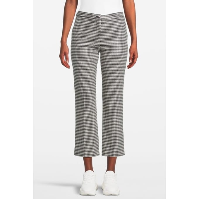 PINKO Gaio 4 Pantalone Vichy Stretch Navy/ecru Maat: 38 | Straight Broeken Outlet | Dames | Zwart
